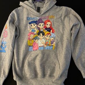 Gildan Grey Kids Hoodie with Demon Hunters Graphic